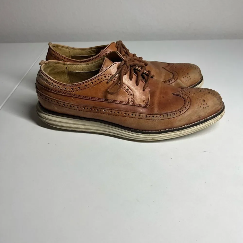 Cole Haan Grand OS Brown Leather Brogue Wingtip Oxfords Shoes Mens 10 M C21133